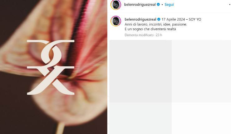 Belen Rodriguez, il post Instagram sulla sua nuova avventura